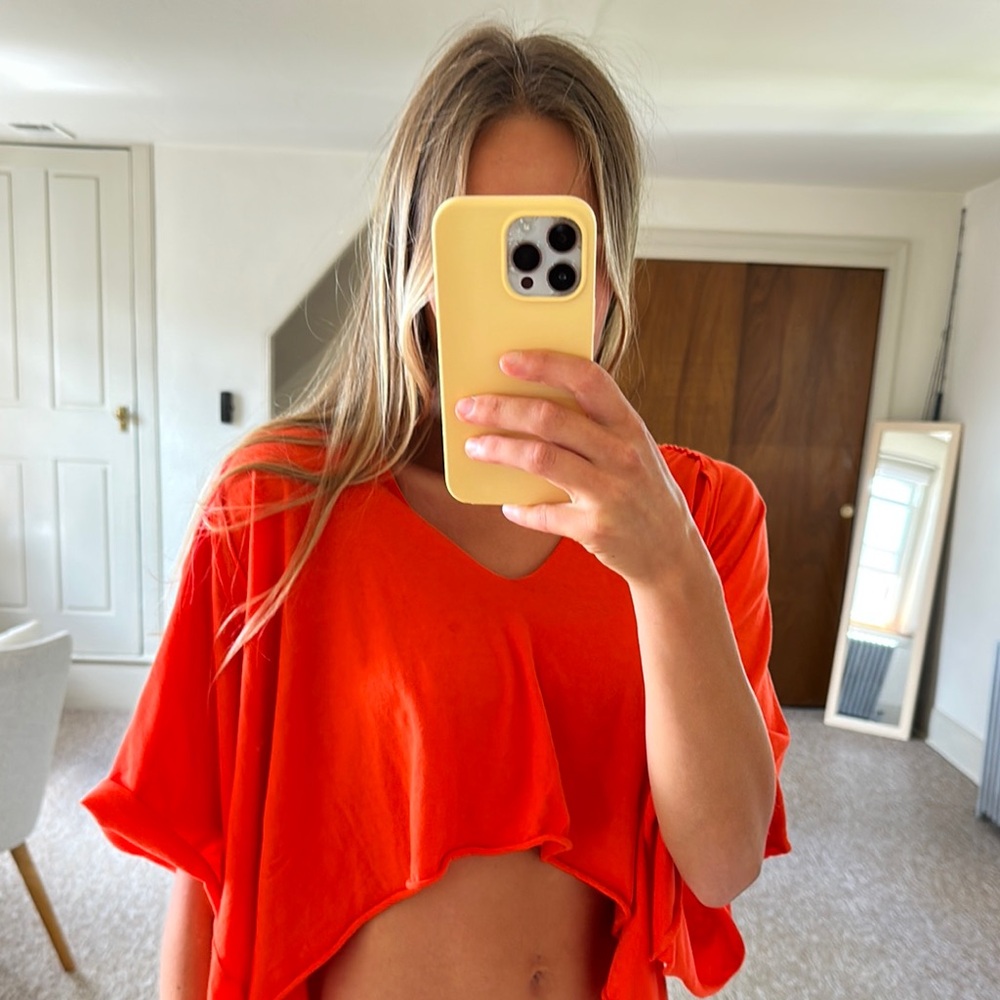 FP Movement by Free People Bright Orange Crop Top